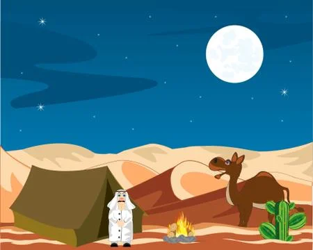 Nomad in desert Stock Illustration