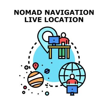 Nomad navigation live location global remote work Stockillustratie