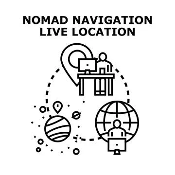 Nomad navigation live location global remote work イラスト素材