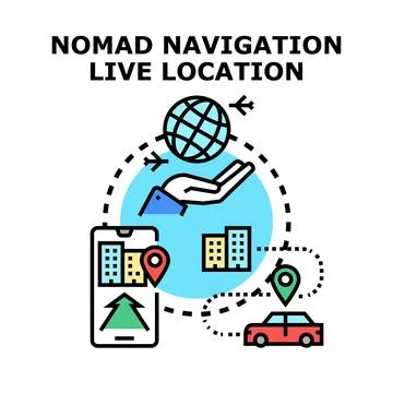 Nomad navigation live location tracking concept Stock Illustration