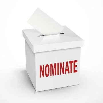 Nominate word on the white box Stock Illustration