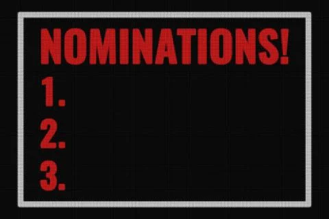Nominations text on dark screen Stock Photos