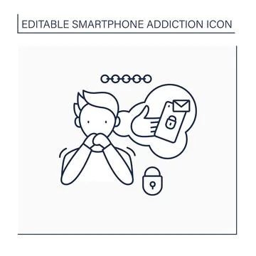 Nomophobia line icon Stock Illustration