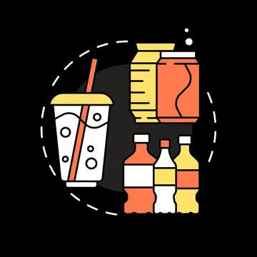 Non-alcoholic refreshing drinks concept icon for dark theme Stock Illustration