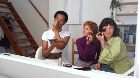 Non binary and gay friends making up at home Stock Footage 292223294