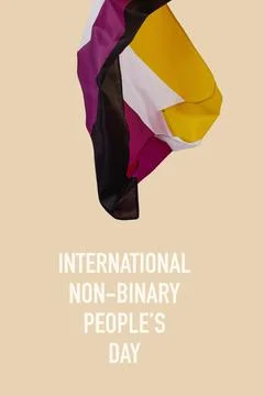 Non-binary flag and text non-binary peoples day Stock Photos