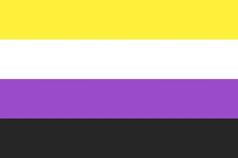 NON BINARY Flag. Pride Flag. LGBTQ+. Pride Parade. Multicolored LGBTQIA lin.. Illustrazione stock