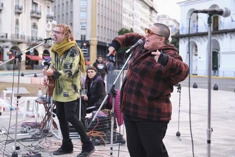 Non-binary march in Buenos Aires, Argentina, calling for respect and equality Fotos Stock