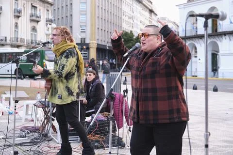 Non-binary march in Buenos Aires, Argentina, calling for respect and equality Fotos Stock