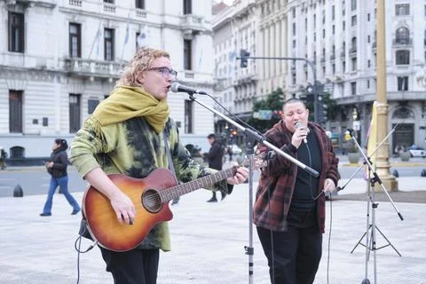 Non-binary march in Buenos Aires, Argentina, calling for respect and equality Stock-Fotos