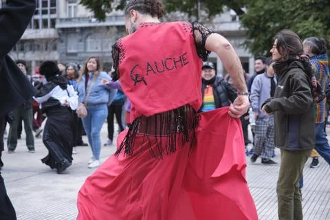 Non-binary march in Buenos Aires, Argentina, calling for respect and equality Fotos Stock