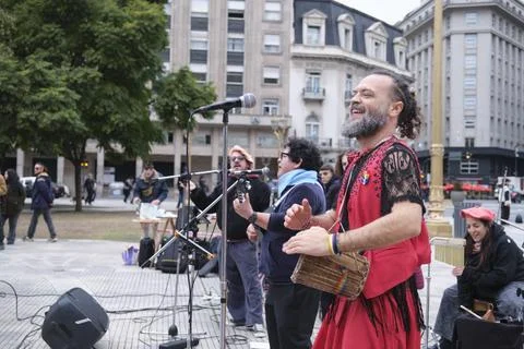 Non-binary march in Buenos Aires, Argentina, calling for respect and equality 스톡 사진