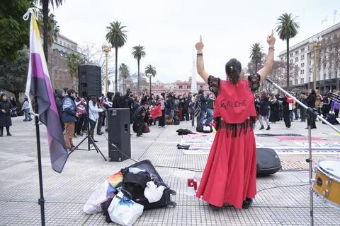 Non-binary march in Buenos Aires, Argentina, calling for respect and equality Fotos Stock