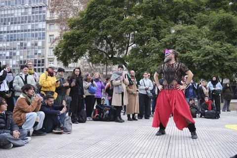 Non-binary march in Buenos Aires, Argentina, calling for respect and equality 스톡 사진
