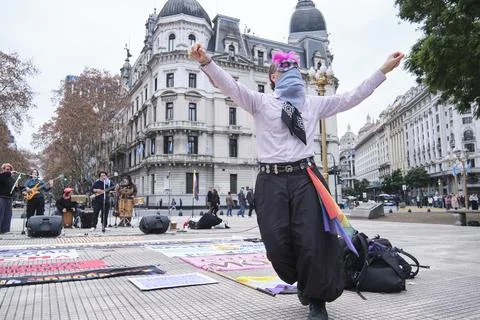 Non-binary march in Buenos Aires, Argentina, calling for respect and equality Fotos Stock