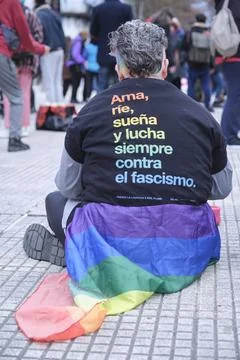 Non-binary march in Buenos Aires, Argentina, calling for respect and equality Fotos Stock