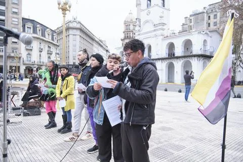 Non-binary march in Buenos Aires, Argentina, calling for respect and equality Fotos Stock