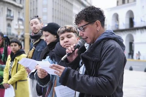 Non-binary march in Buenos Aires, Argentina, calling for respect and equality Stock-Fotos