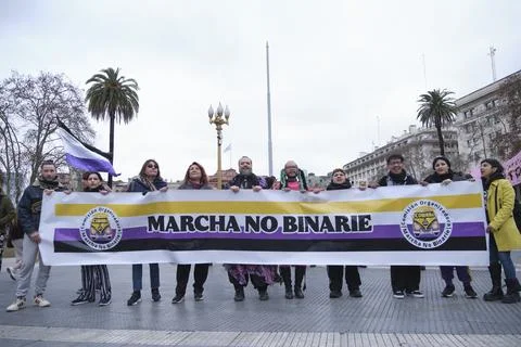Non-binary march in Buenos Aires, Argentina, calling for respect and equality Fotos Stock