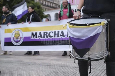 Non-binary march in Buenos Aires, Argentina, calling for respect and equality Fotos Stock
