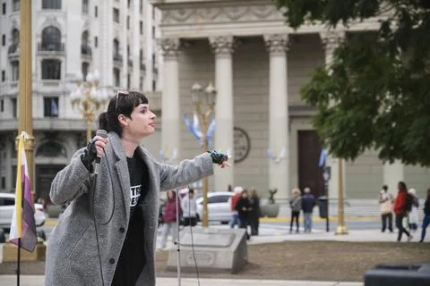 Non-binary march in Buenos Aires, Argentina, calling for respect and equality 스톡 사진