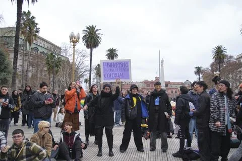 Non-binary march in Buenos Aires, Argentina, calling for respect and equality Fotos Stock