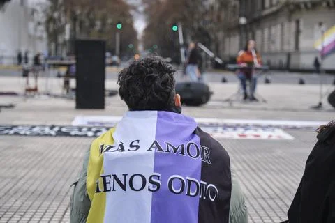 Non-binary march in Buenos Aires, Argentina, calling for respect and equality Fotos Stock