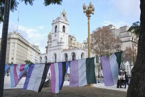 Non-binary march in Buenos Aires, Argentina, calling for respect and equality Stock-Fotos