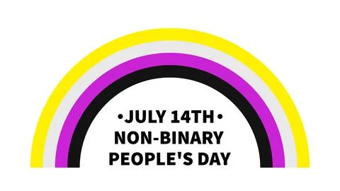 Non-Binary People s Day poster with Pride Flag. LGBT community holiday celebr 스톡 일러스트