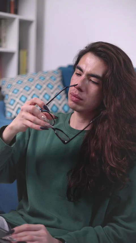 Non-binary person, working from home with their laptop with a happy face Stock Footage 309138151