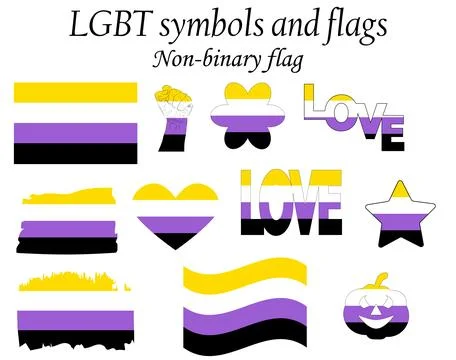 Non-Binary pride community flag, LGBT symbol. Sexual minorities identity. ill Stock Illustration