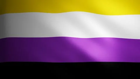 Non-binary Pride flag with fabric texture that moves in the wind. Smooth mo.. Stock Illustration