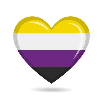 Non Binary pride flag in heart shape vector illustration 스톡 일러스트