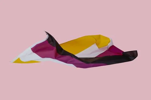 Non-binary pride flag on a pink background Stock Photos