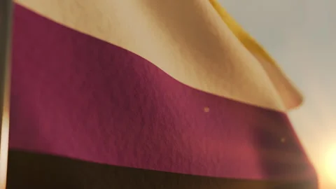 Non binary pride month flag waving in the sky at morning holiday Stock Footage 336199256