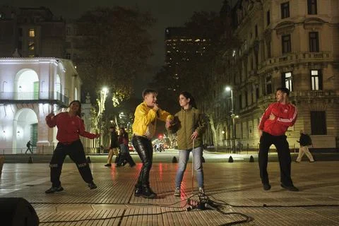 Non-binary visibility protest in Buenos Aires, Argentina. Stock Photos