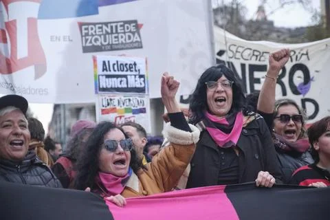 Non-binary visibility protest in Buenos Aires, Argentina. Foto stock