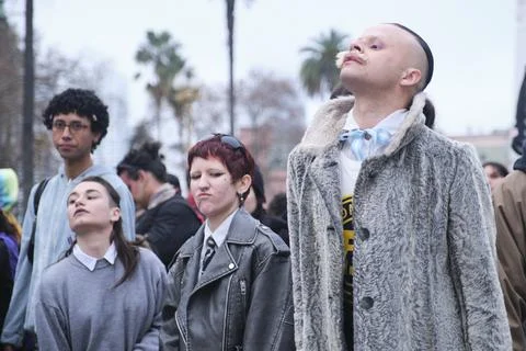 Non-binary visibility protest in Buenos Aires, Argentina. Stock Photos