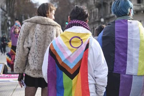 Non-binary visibility protest in Buenos Aires, Argentina. Stock-Fotos