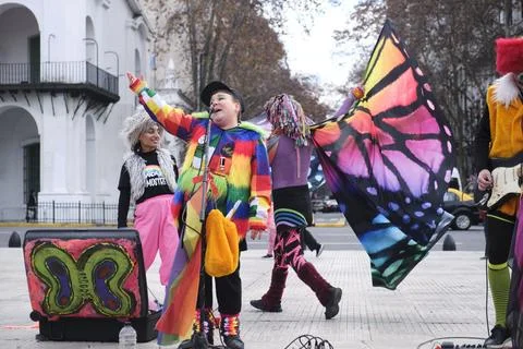Non-binary visibility protest in Buenos Aires, Argentina. Foto stock