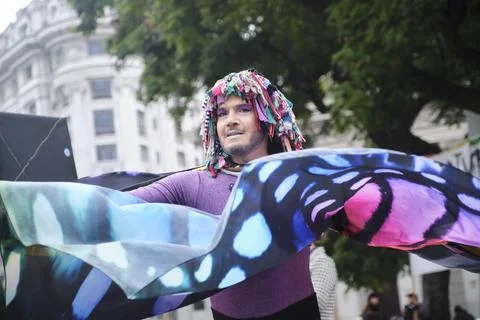 Non-binary visibility protest in Buenos Aires, Argentina. Stock-Fotos