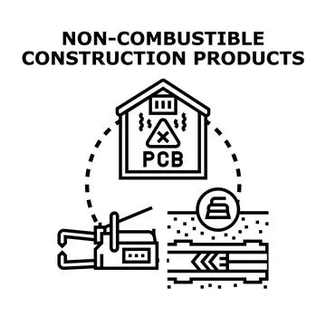 Non combustible construction products concept illustration Stock Illustration