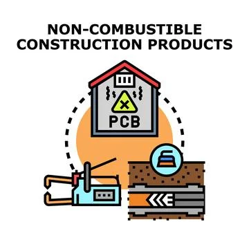 Non combustible construction products concept illustration 스톡 일러스트
