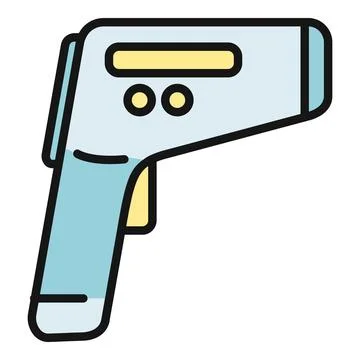 Non contact infrared thermometer checking body temperature icon Иллюстрация