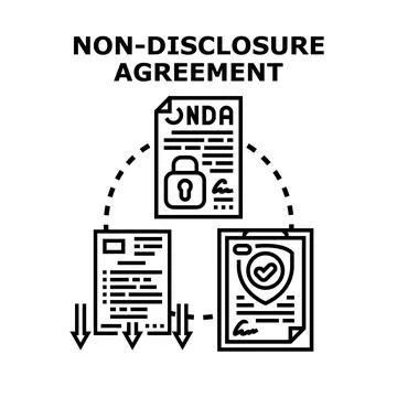 Non disclosure agreement document protecting confidential information concept Stock Illustration