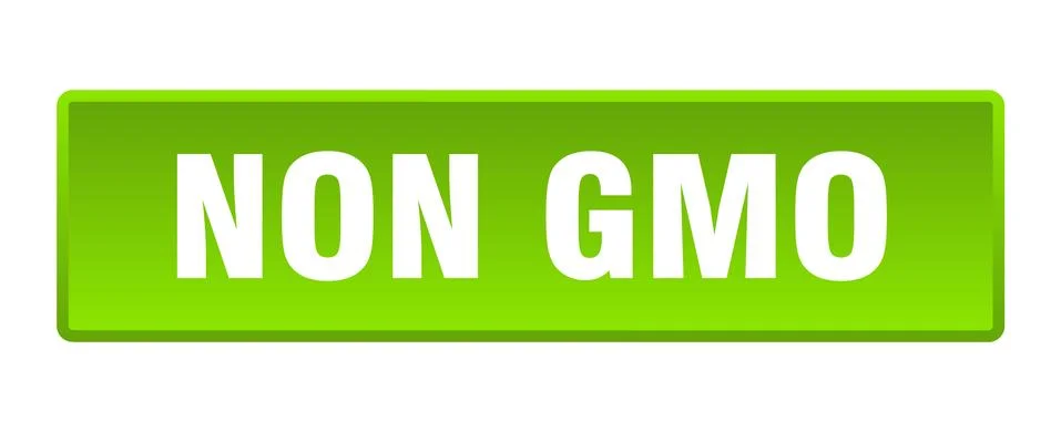 Non gmo button. non gmo square green push button Stock Illustration