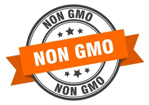 Non gmo label. non gmo orange band sign. non gmo Stock-Illustration