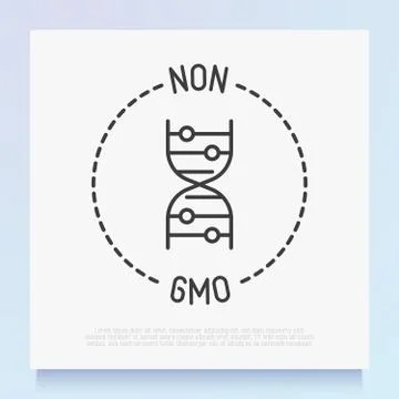 Non GMO symbol. Thin line icon for organic food, beauty product Stock Illustration