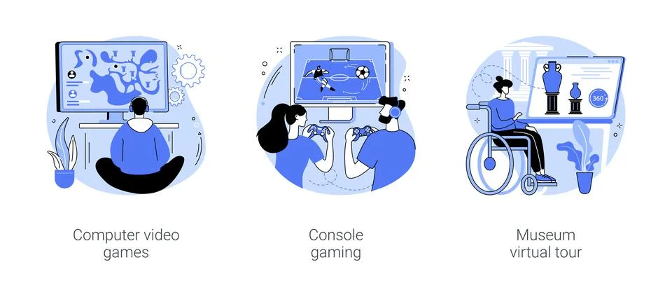 Non-immersive virtual reality isolated cartoon vector illustrations se Ilustración de archivo
