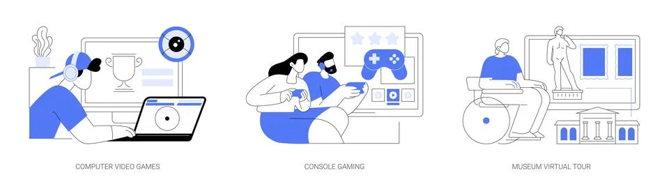 Non-immersive virtual reality isolated cartoon vector illustrations se Stock Illustration